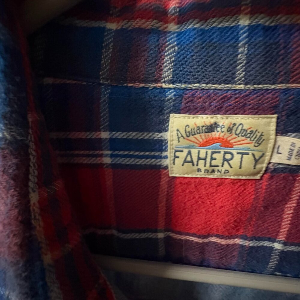 Faherty Flannel Button Down, Size L - image 2